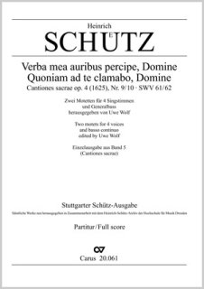 Schütz: Verba mea auribus percipe; Quoniam ad te clamabo - Schütz, Heinrich - Wolf, Uwe